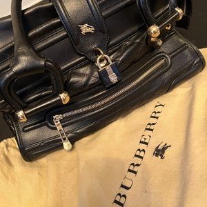 Burberry Large bowling like bag, black leather